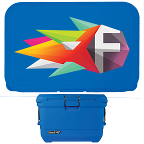 Coleman Pro 45-Quart Hard Cooler in Neptune with full clor direct imprint on lid